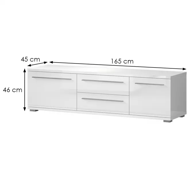 Szekrény RTV Piano TV165-2K2F/PN-70/KA/70 crystal white