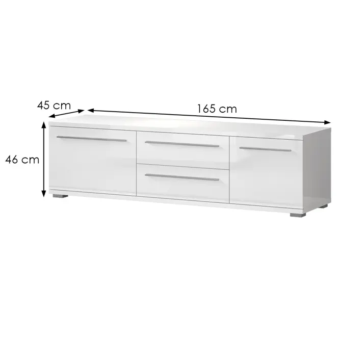 Szekrény RTV Piano TV165-2K2F/PN-70/KA/70 crystal white,2