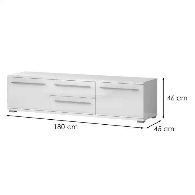 Szekrény RTV Piano TV180-2K2F/PN-70/KA/70 crystal white