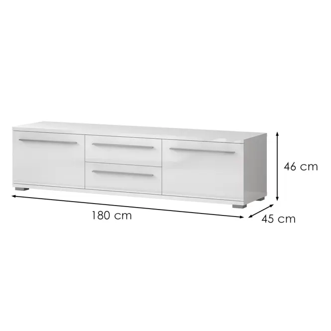 Szekrény RTV Piano TV180-2K2F/PN-70/KA/70 crystal white,2