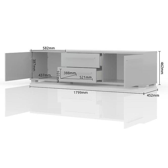 Szekrény RTV Piano TV180-2K2F/PN-70/KA/70 crystal white