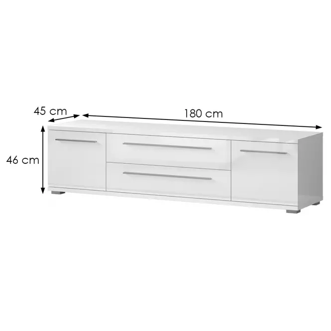Szekrény RTV Piano TV180-2K2FV/PN-70/KA/70 crystal white