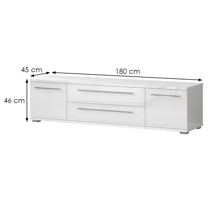 Szekrény RTV Piano TV180-2K2FV/PN-70/KA/70 crystal white,2
