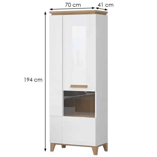 Vitrin Brio V2S pacific walnut/crystal white,2