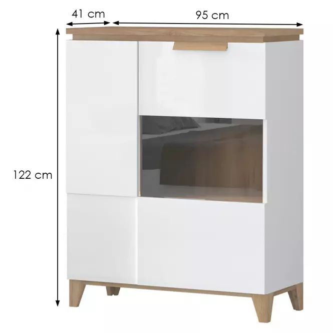 Vitrin Brio K2S pacific walnut/crystal white