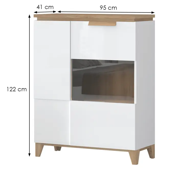 Vitrin Brio K2S pacific walnut/crystal white,2
