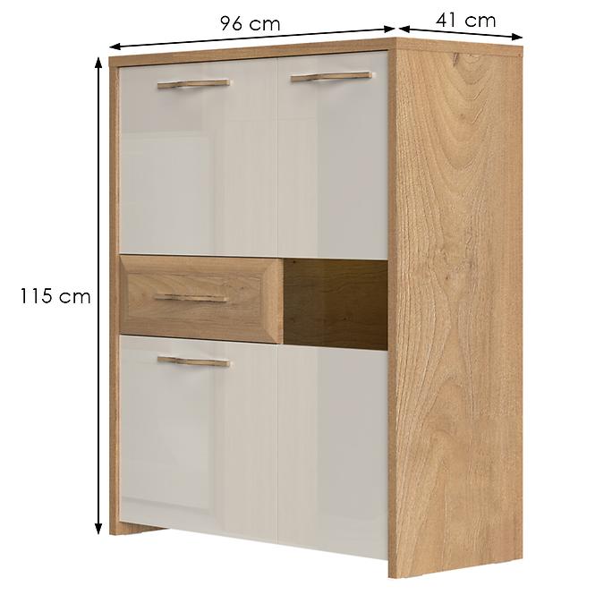 Vitrin Gala V96-3KS1F/GL pacific walnut/beige