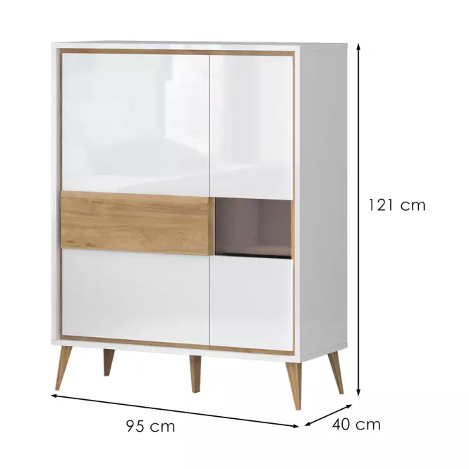 Vitrin Vida-K2S pacific walnut/crystal white,2
