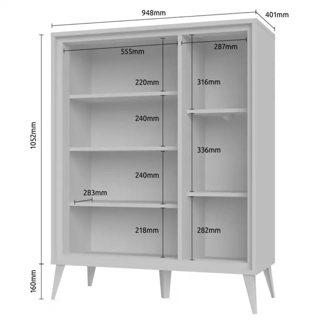 Vitrin Vida-K2S pacific walnut/crystal white,3
