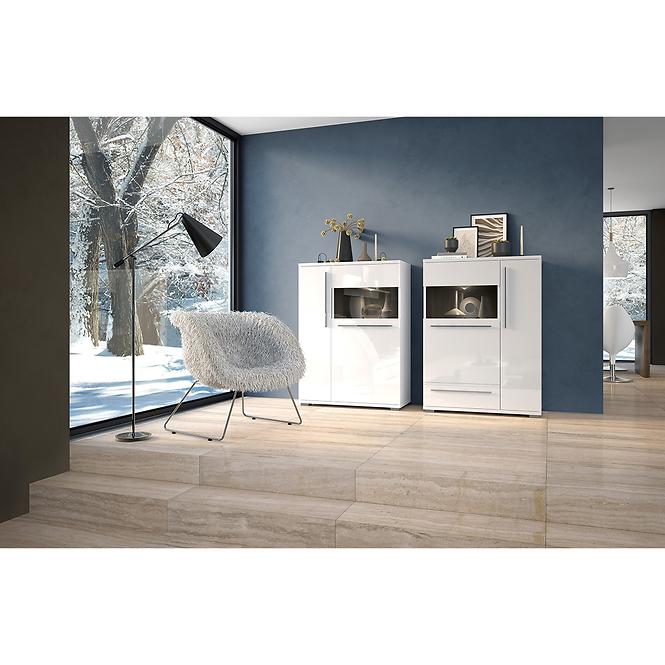 Vitrin Piano V90-2KS1F/PN-70/KA/70 crystal white