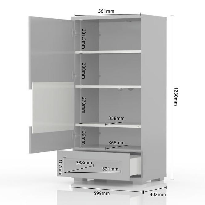 Vitrin Piano V60-1KS1F/PN-70/KA/70 crystal white