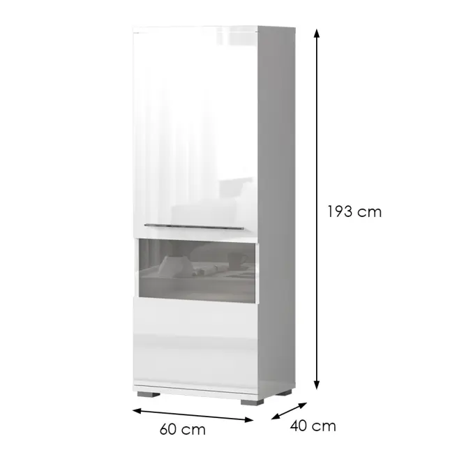 Vitrin Piano V60XV-1KS/PN-70/KA/70 crystal white,2