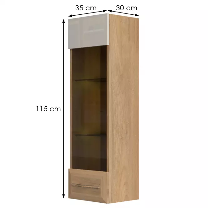 Vitrin Gala VK35-1KS/GL pacific walnut/beige