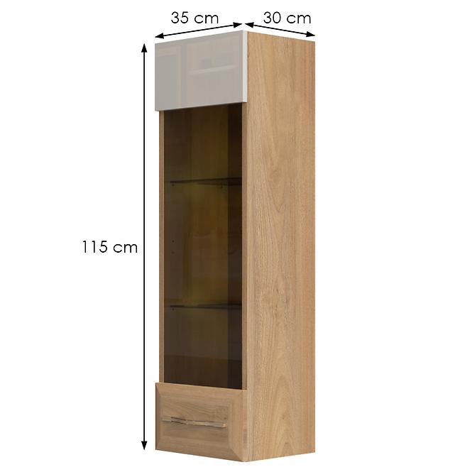 Vitrin Gala VK35-1KS/GL pacific walnut/beige