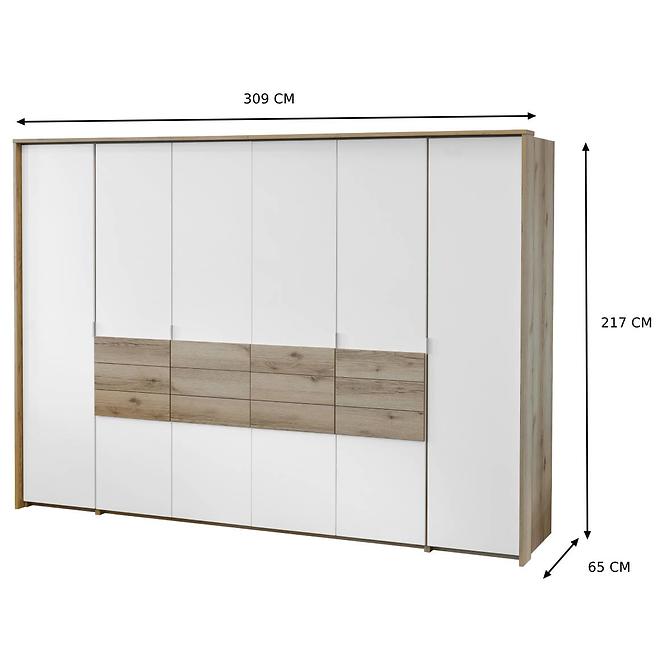 Szekrény Panama 310 tölgy grand/fehér,2