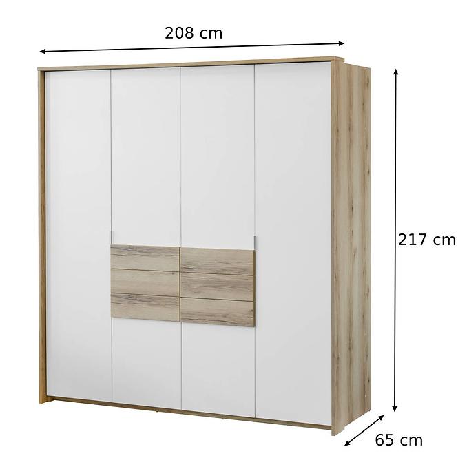 Szekrény Panama 205 tölgy grand/fehér,2
