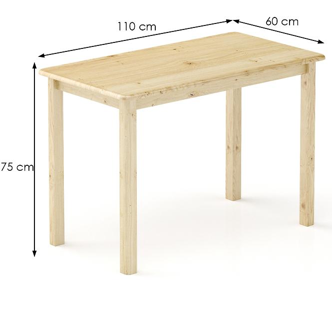 Asztal fenyő ST104-110x75x60 természetes