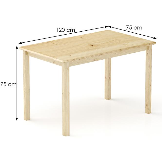 Asztal fenyő ST104-120x75x75 természetes