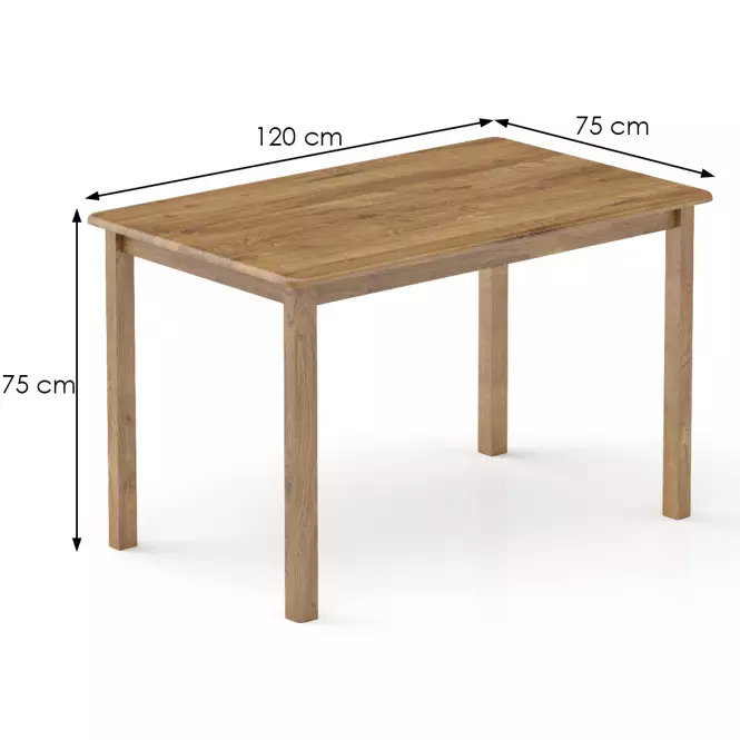 Asztal fenyő ST104-120x75x75 tölgy,3