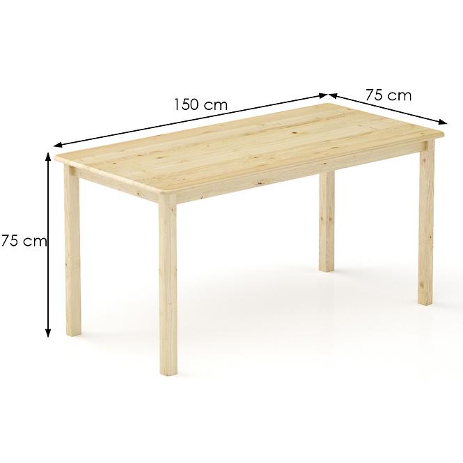 Asztal fenyő ST104-150x75x75 természetes