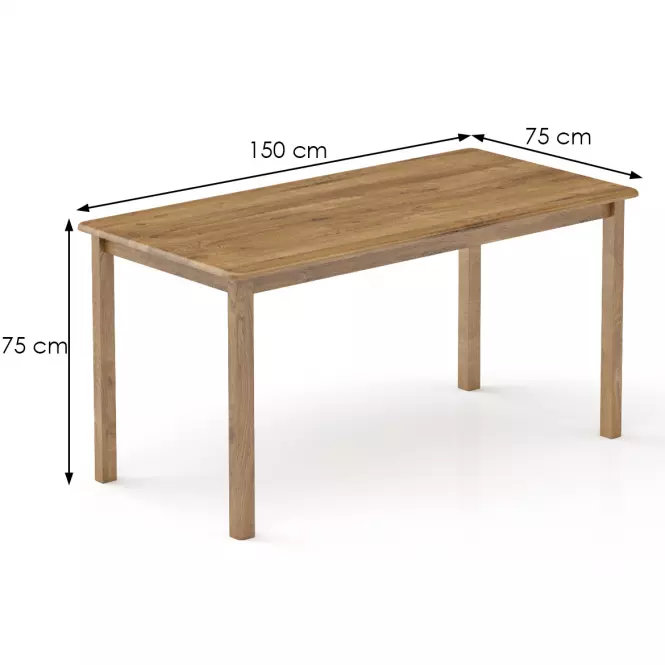 Asztal fenyő ST104-150x75x75 tölgy,3