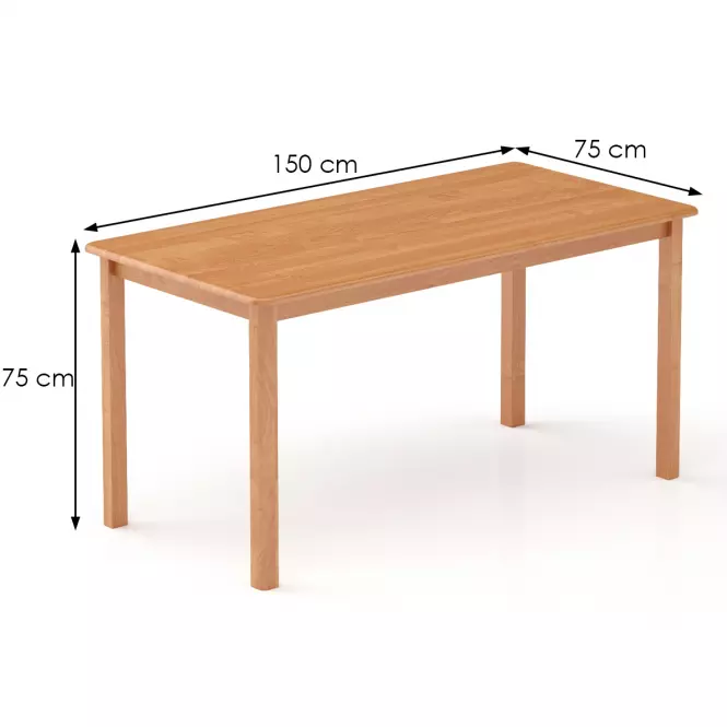 Asztal fenyő ST104-150x75x75 éger