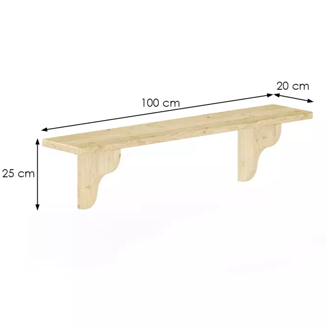 Falipolc fenyő PK120-100x25x20 nyers