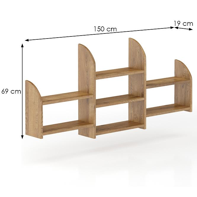 Falipolc fenyő PK102-150x69x19 tölgy