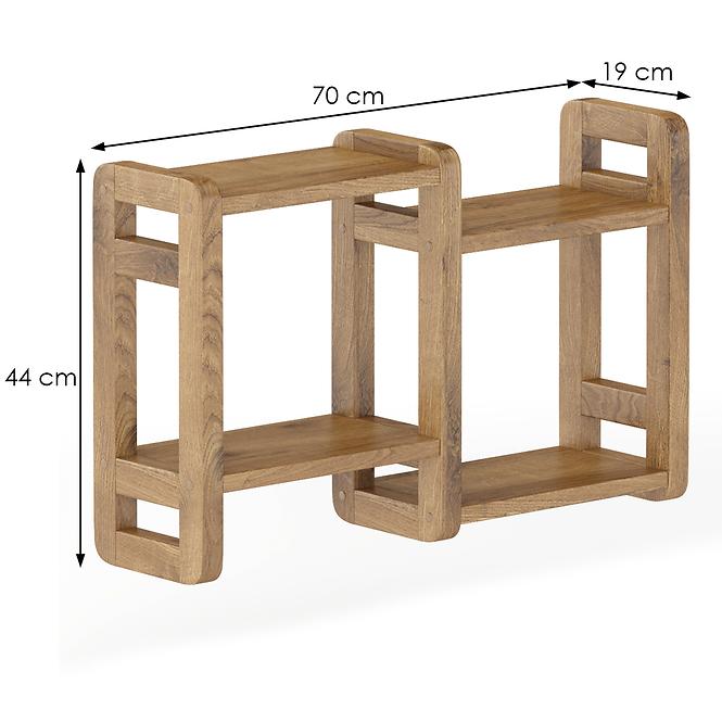 Falipolc fenyő PK104-70x44x19 tölgy