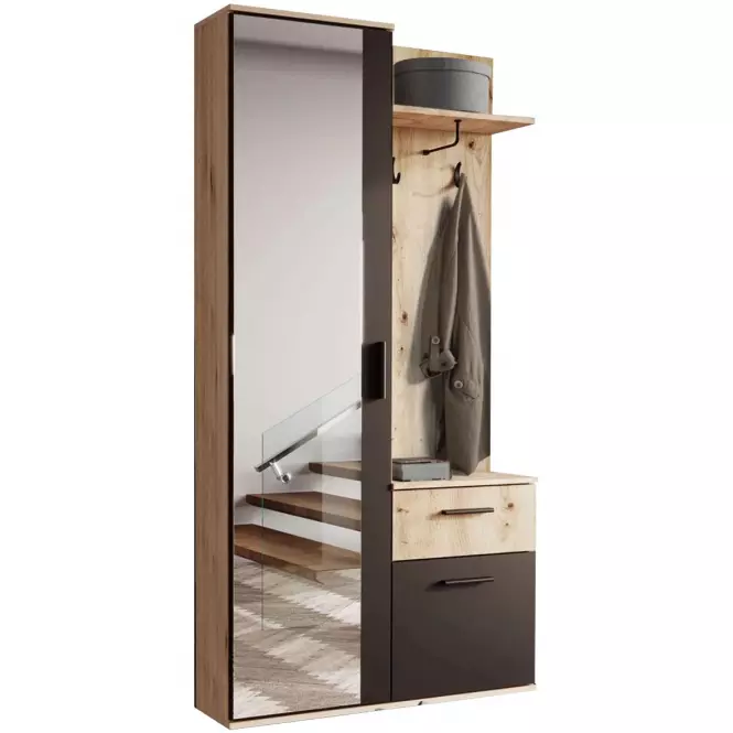 Előszobafal Lux artisan/fekete,2