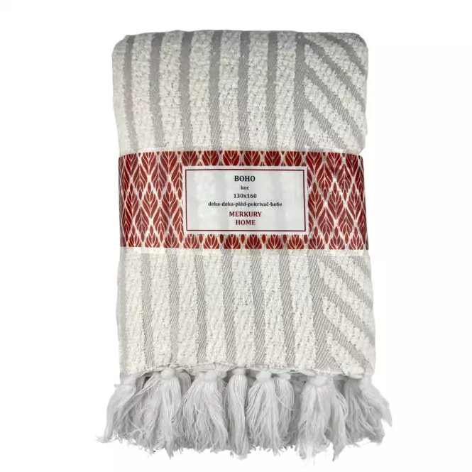 Boho takaró 130x160 fehér Merkury Home