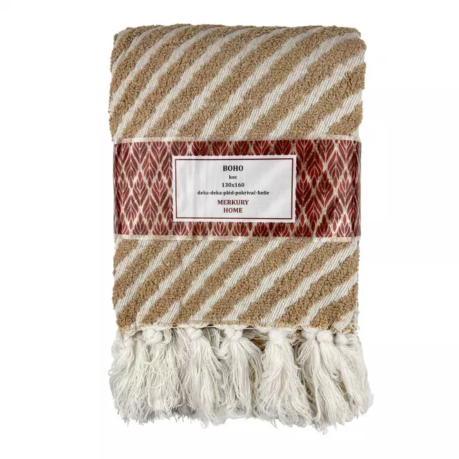Boho takaró 130x160 bézs Merkury Home