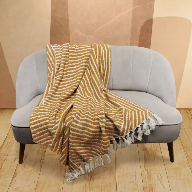 Boho takaró 130x160 mustár Merkury Home,2