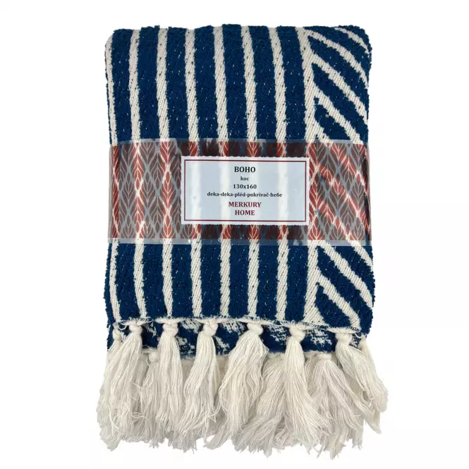 Boho takaró 130x160 indigó Merkury Home
