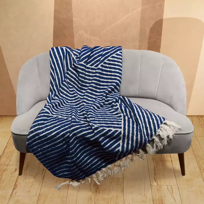 Boho takaró 130x160 indigó Merkury Home,2