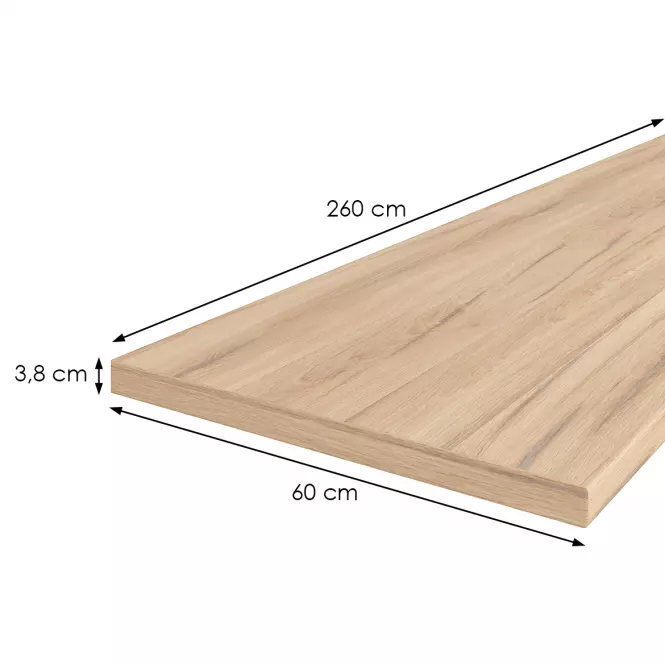 Konyhai munkalap 260 cm/38 mm világos estana tölgy / R20367,2