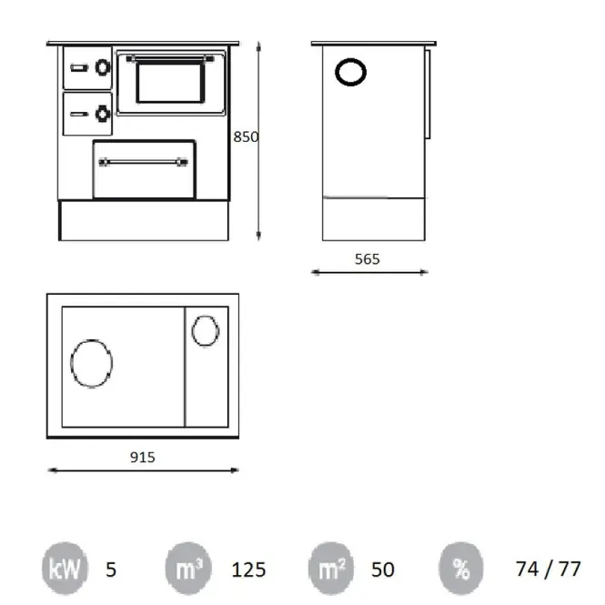 Salgó Tűzhely Regular 46 Eco fehér 8 kW bal