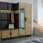 Előszobafal bútor Roj 21 craft + Madryt 1100 eko bőr fekete
