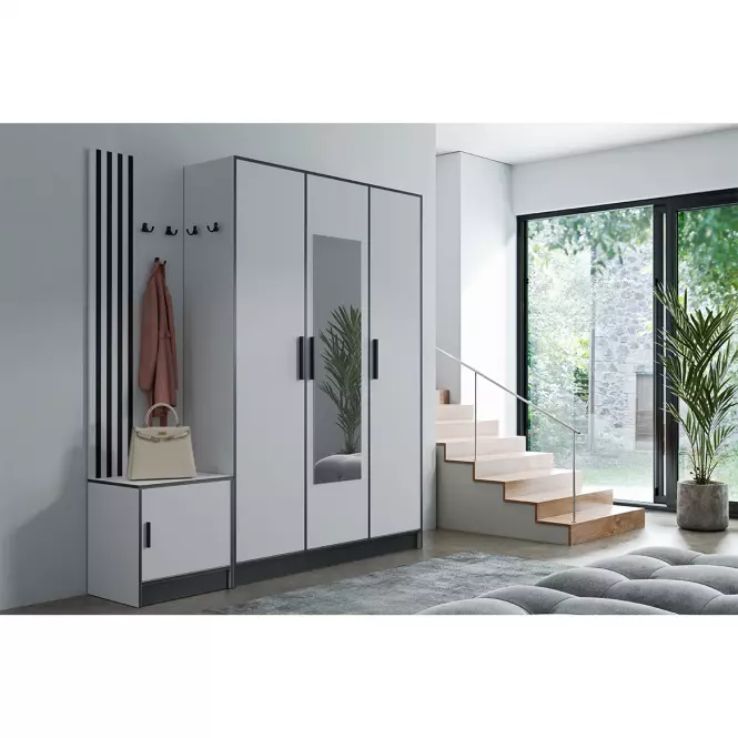 Előszobafal nábytok Roj PP53 + SDS53 + SZ3D fehér,2