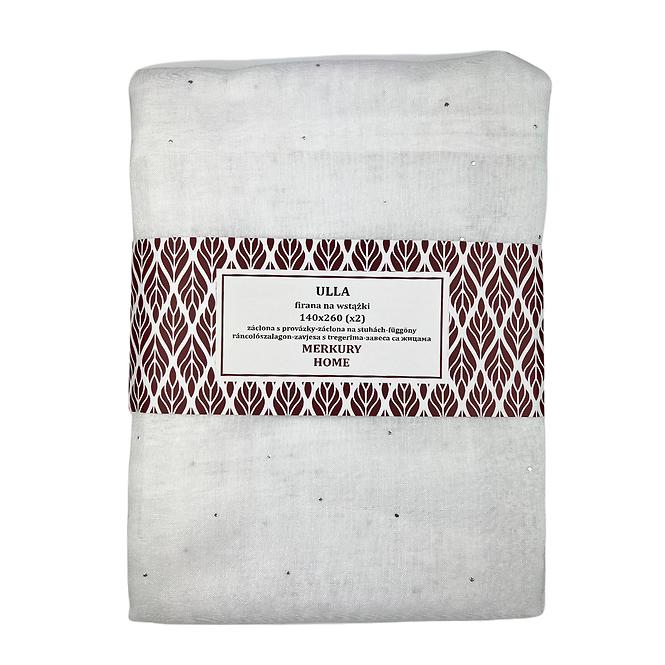 Függöny ráncolószalagon Ulla poliészter fehér 140x260 Merkury Home II/22