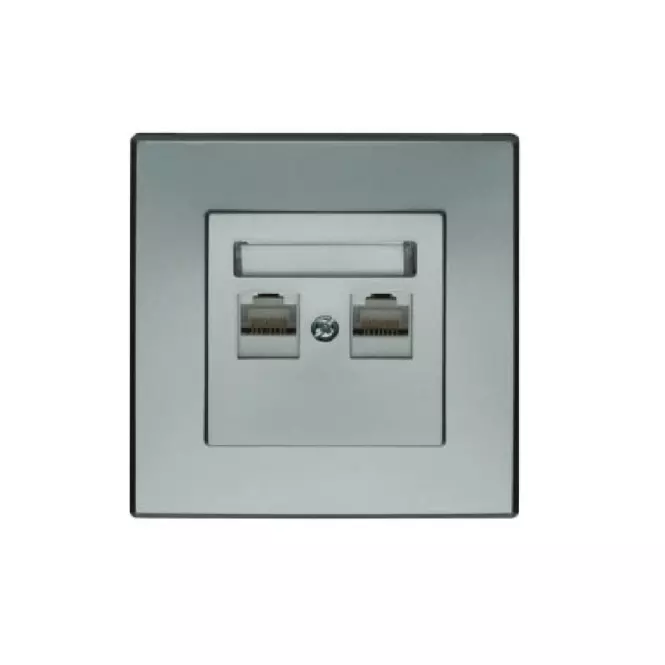 GPK-2L Dupla RJ45 számítógép-aljzat ezüst fémes