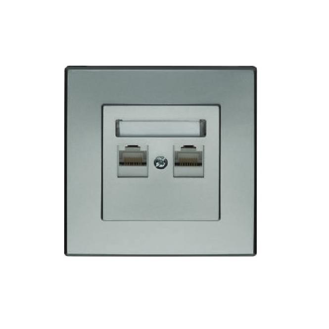 GPK-2L Dupla RJ45 számítógép-aljzat ezüst fémes