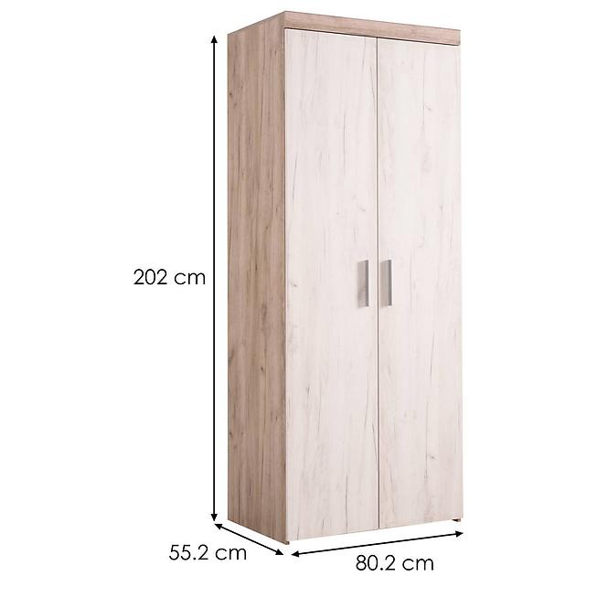 Szekrény Arno 2K szürke/fehér tölgy 11008691