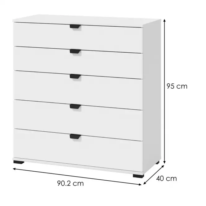 Komód Duero 5F 90 fehér 11008296,7