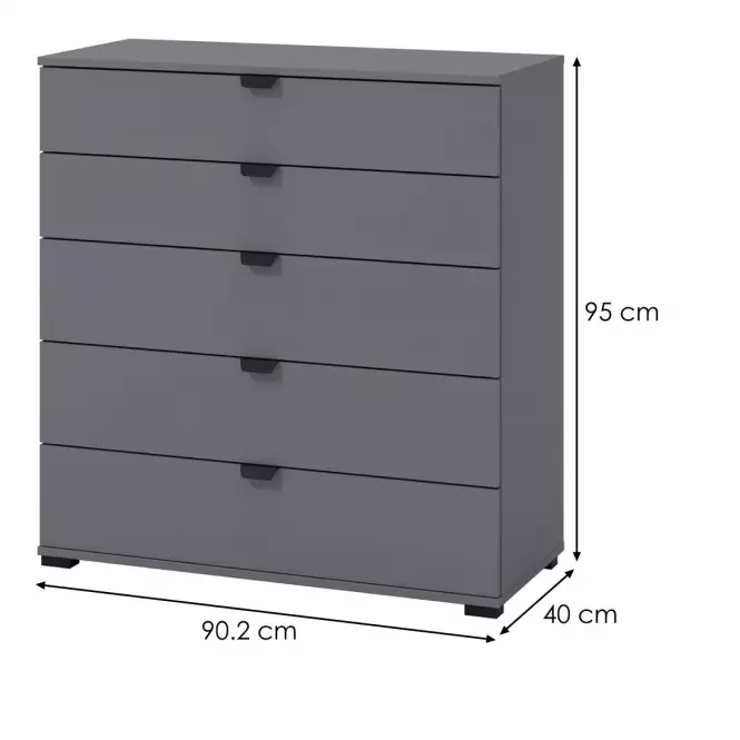 Komód Duerto 5F 90 szürke 11008297,11