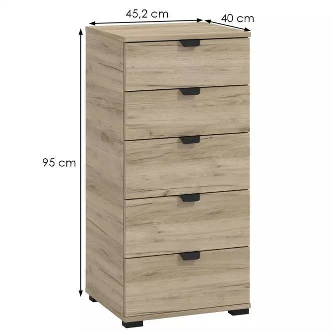 Komód Duerto 5F 45 szürke tölgy 11008309,3