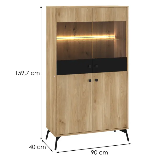 Vitrin Agis 03 honey castello oak/black mat,2