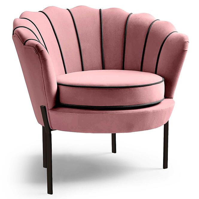 Fotel Angelo rózsaszín/fekete