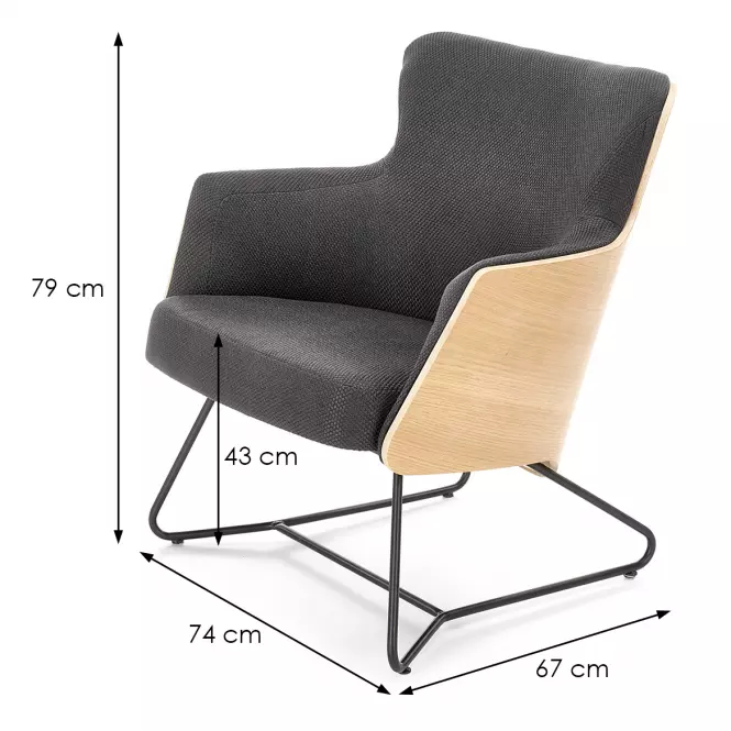 Fotel Chillout szürke/tölgy/fekete,7