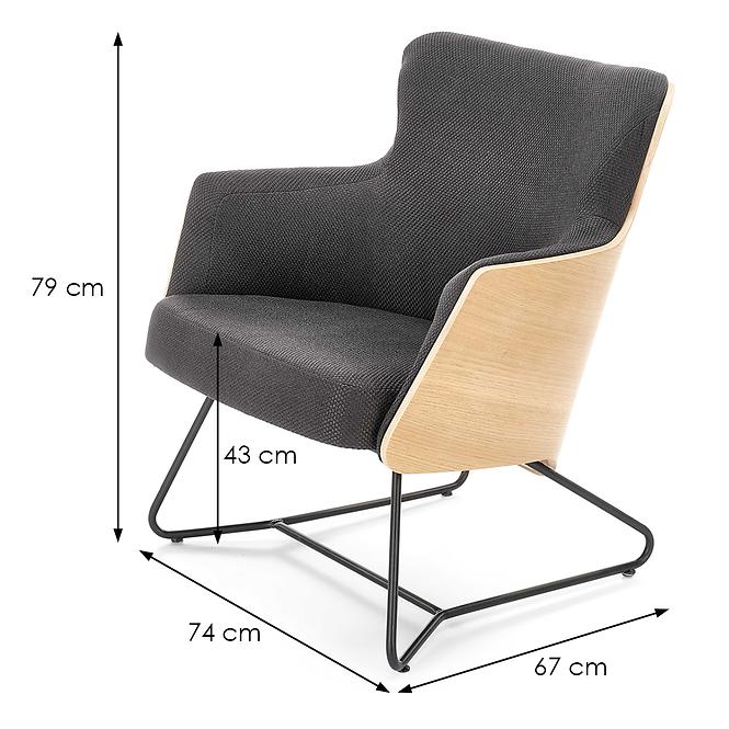 Fotel Chillout szürke/tölgy/fekete,7